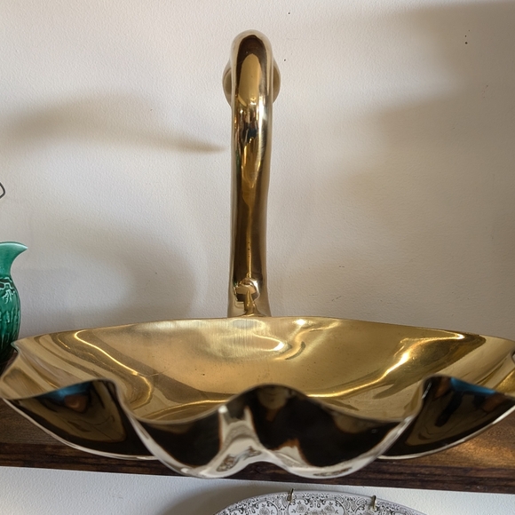 Very Large Brass Swan Bowl Duck Vintage Big Rare Mid Century Modern MCM Planter - Picture 7 of 11